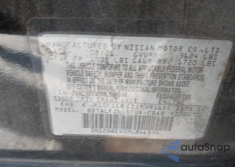 2021 Nissan Versa Sv Xtronic Cvt z USA, uszkodzony, nr VIN 3N1CN8EV0ML866844